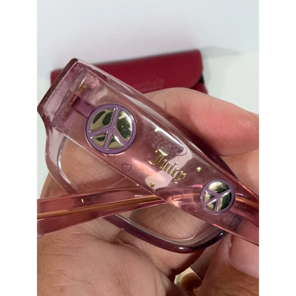 Juicy Couture Little Drama Pink Purple Gradient Eyeglass Frames Peace Heart Y2K